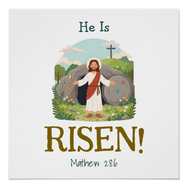 Pôster Easter Bible Verse Kids Christian Scripture (Frente)