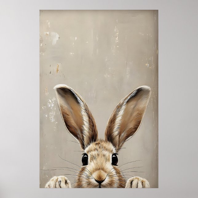 Poster Easter Bunny Ears Print, Vintage Rustic Rabbit (Frente)