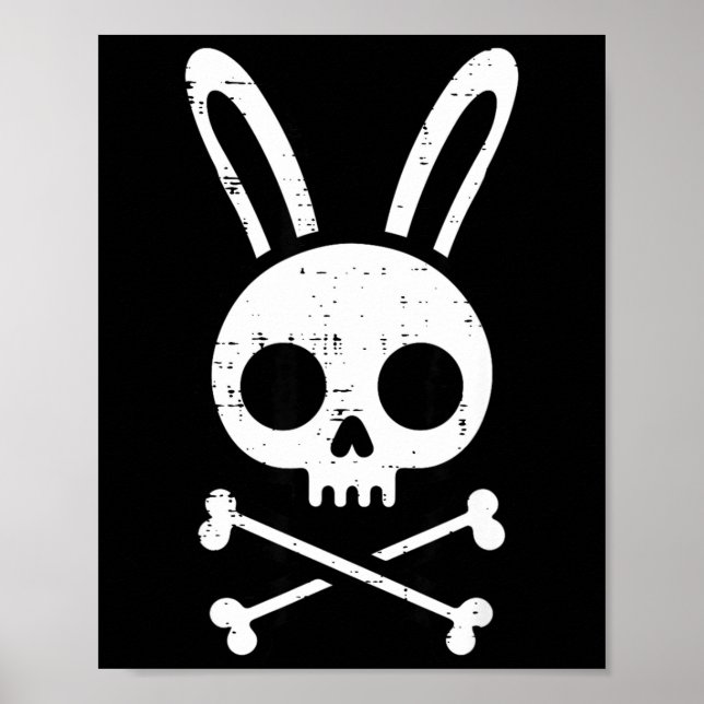 Poster Easter Bunny Skull Cross Bones Rabbit Goth Men Boy (Frente)
