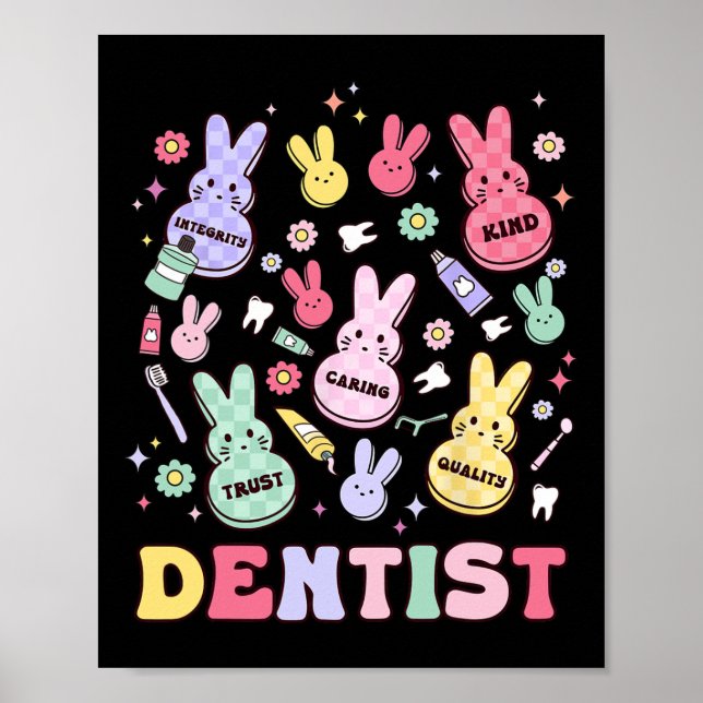 Poster Easter Dentist Retro Rdh Dental Hygienist Squad Bu (Frente)