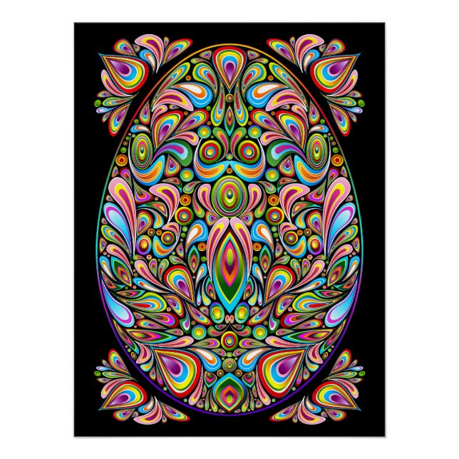 Pôster Easter Egg Psychedelic Design (Frente)
