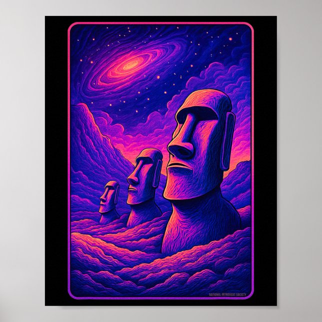 Poster Easter Island Moai Heads - Rapa Nui Alien Galaxy A (Frente)