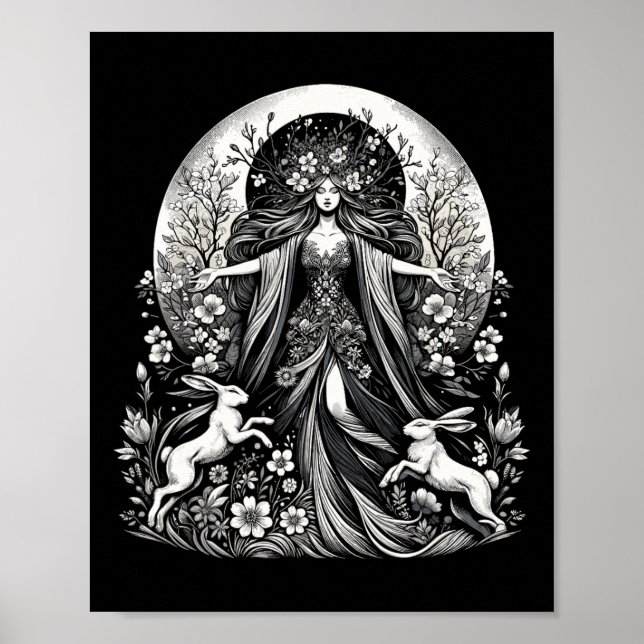 Poster Easter Ostara Eostre Pagan Witchcraft Spring Moon  (Frente)