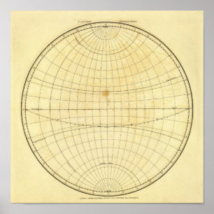 Pôster Eastern Hemisphere Outline