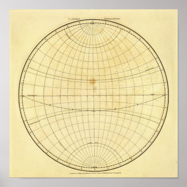 Pôster Eastern Hemisphere Outline (Frente)