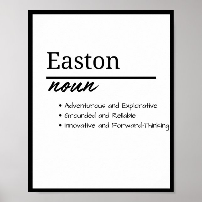 Poster Easton, Definição de Nome Personalizado de Menino (Frente)