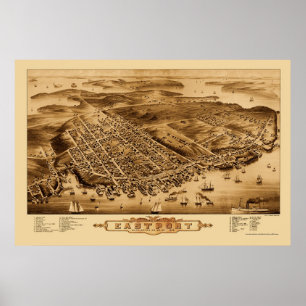 Pôster Eastport, MIM mapa panorâmico - 1879