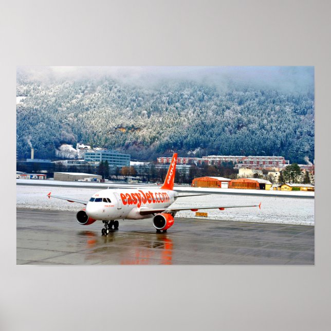 Poster Easy Jet Plane Innsbruck Aeroporto Áustria (Frente)