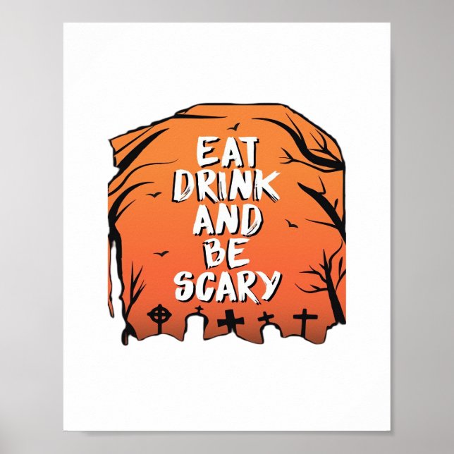 Poster Eat Drink And Be Scary Halloween Design Creative S (Frente)