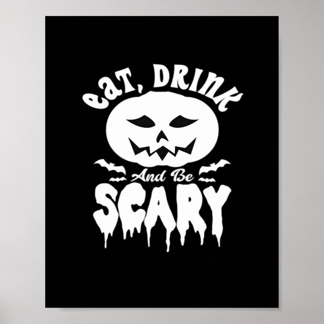 Poster Eat Drink And Be Scary Halloween Retro Classic (Frente)