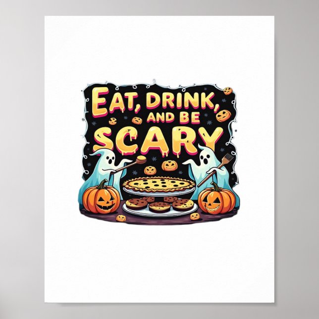 Poster Eat Drink And Be Scary Spooky Bakery Halloween Coo (Frente)