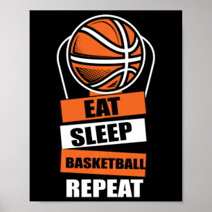 Poster Eat Sleep Basketball Repeat Player Coach Fans Love