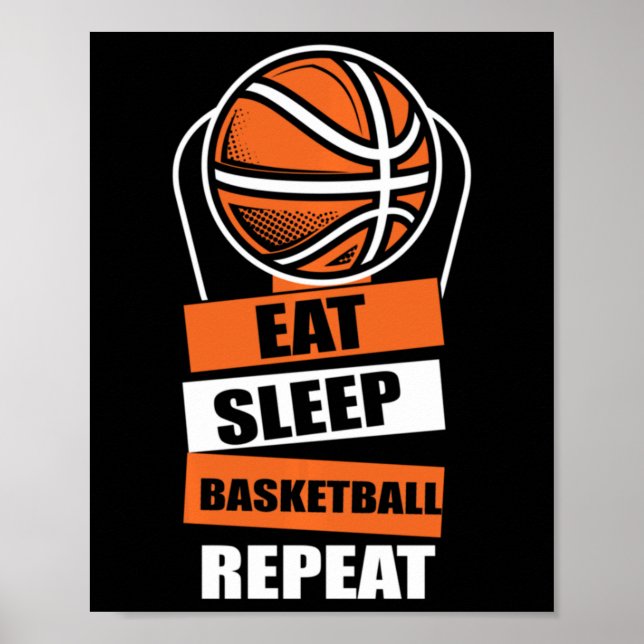 Poster Eat Sleep Basketball Repeat Player Coach Fans Love (Frente)