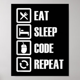 Poster Eat Sleep Code Repetir Engenheiro de Programação
