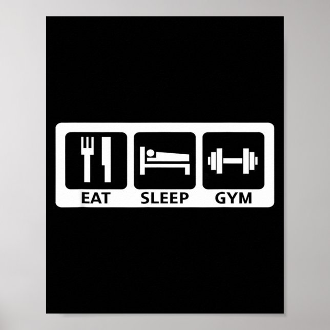 Poster Eat Sleep Gym Fitness Trainer Workout Gift  (Frente)