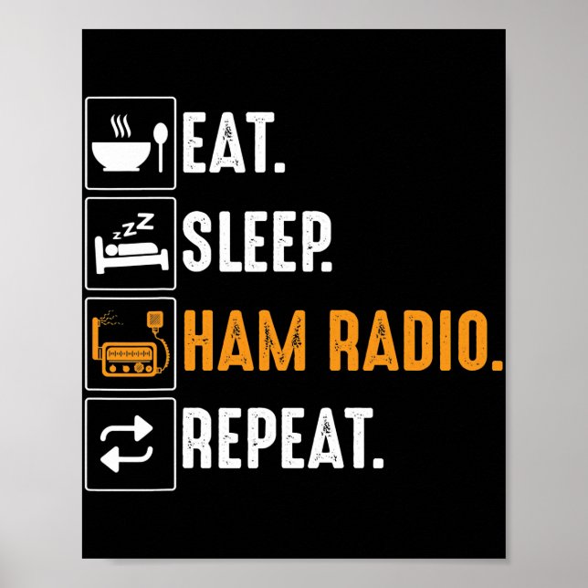 Poster Eat Sleep Ham Radio Repeat Humor HAM Radio (Frente)