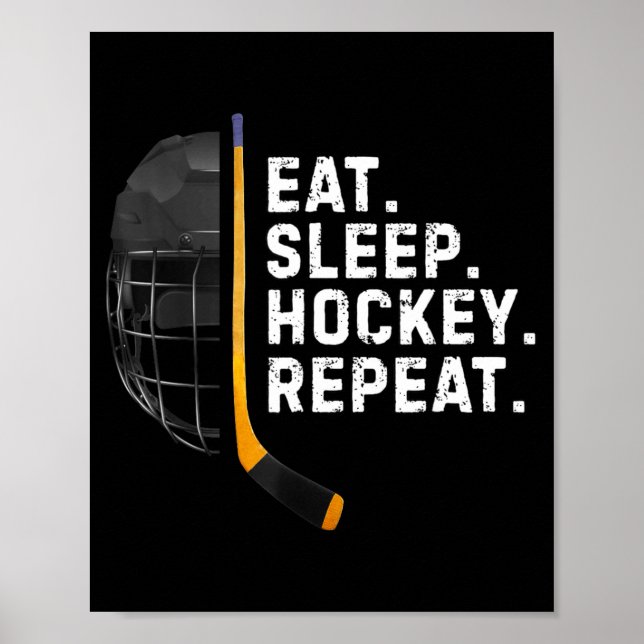 Poster Eat Sleep Hockey Repea Funny Cool Hockey Player  (Frente)