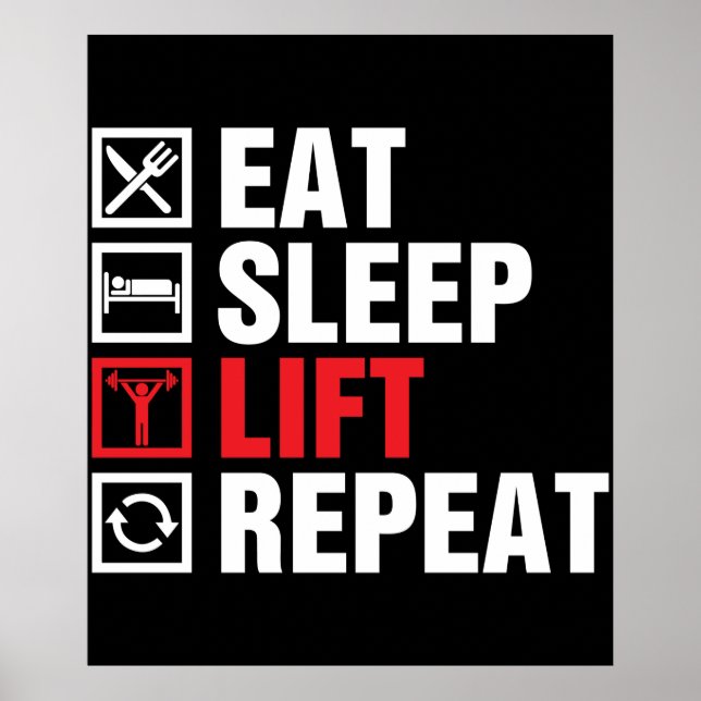 Poster Eat Sleep Levantar Repetir (Frente)