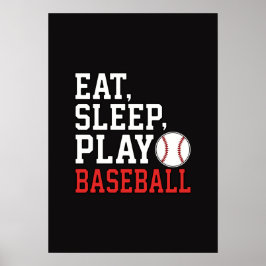 Poster Eat Sleep Play Baseball Funny Baseball Quote