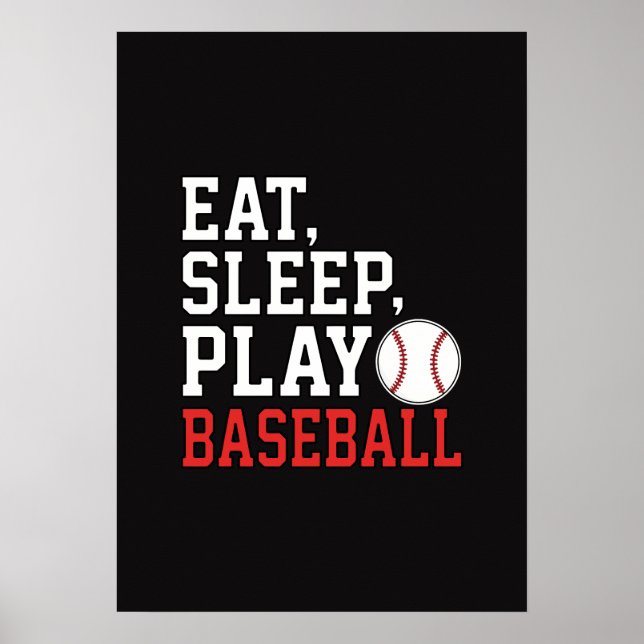 Poster Eat Sleep Play Baseball Funny Baseball Quote (Frente)