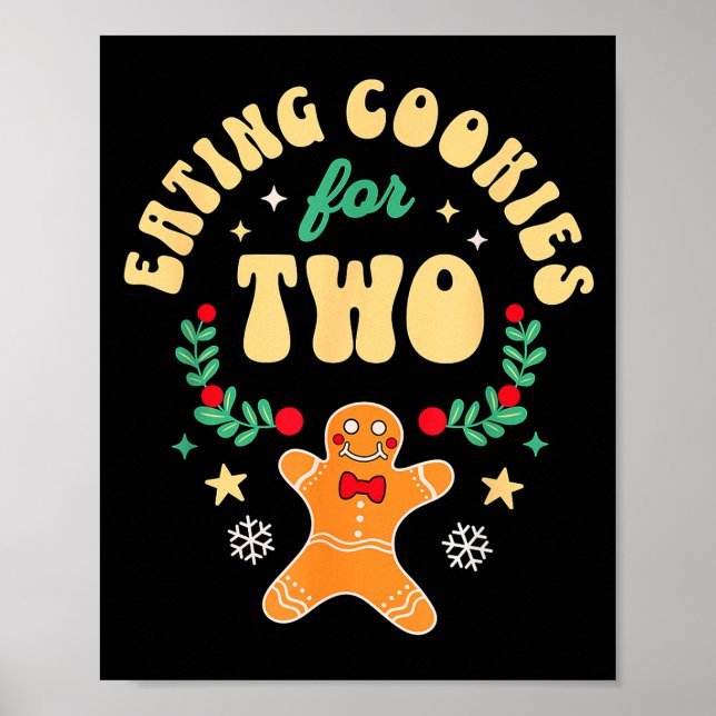 Poster Eating Christmas Cookies For Two - Pregnancy Revea (Frente)