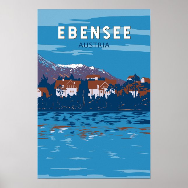 Poster Ebensee Áustria Viagem Arte Vintage (Frente)