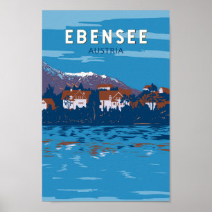Poster Ebensee Áustria Viagem Arte Vintage
