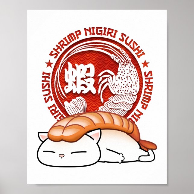 Poster Ebi Shrimp Sushi Cat (Frente)