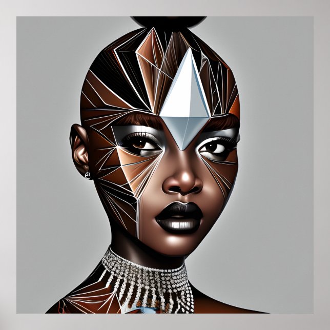 Poster Ebony Queen Auburn Brown Hair Black Melanin Afro (Frente)