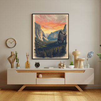 Poster Echoes of Stone – Retro Yosemite National Park 