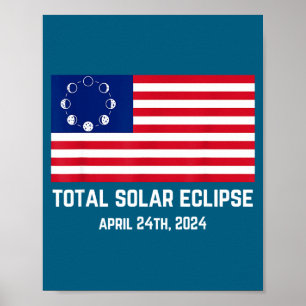 Poster Eclipse 2024 Bandeira EUA Engraçado Americano Ecli