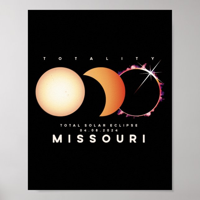 Poster Eclipse 2024 Missouri Total Eclipse Astronomy Grap (Frente)