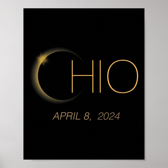 Poster Eclipse 2024 Shirt Total Solar Eclipse State Ohio (Frente)