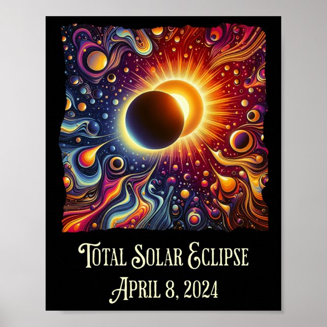 Poster Eclipse 2024 - Vírus Retro Groovy da década de 70 (Frente)