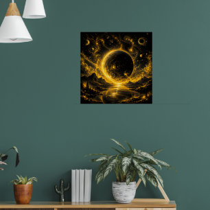 Poster Eclipse Escuro com Filigrana Dourada — Fantasia Có