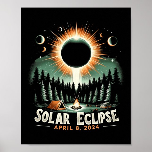 Poster Eclipse Solar 04.08.2024 Eclipse Solar Americano (Frente)