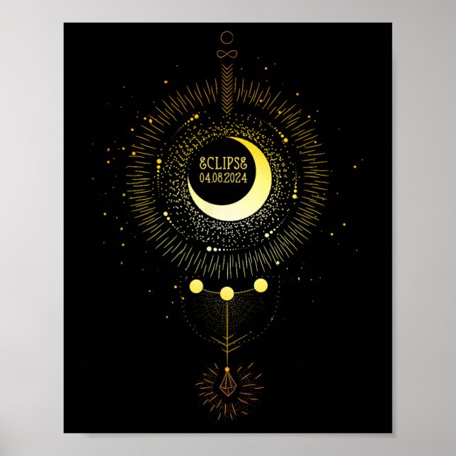 Poster Eclipse Solar 2024 Boho Sun Caminho da Lua Total L (Frente)