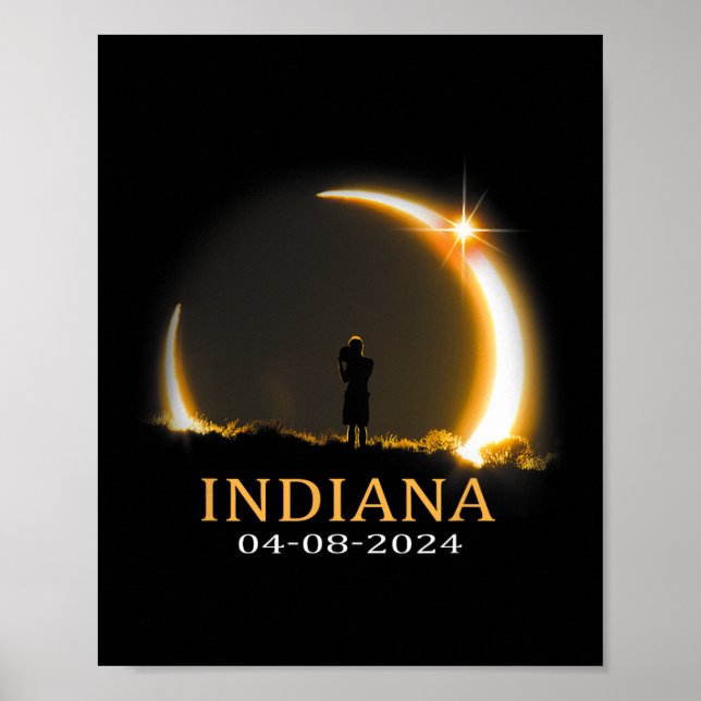 Poster Eclipse Solar 2024 Eclipse Solar Total de Indiana (Frente)