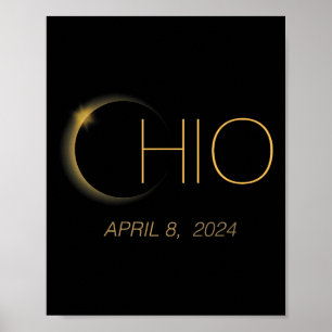 Poster Eclipse Solar 2024 Eclipse Solar Total Estado Ohio