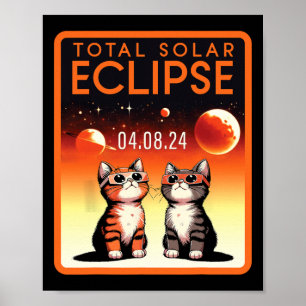 Poster Eclipse Solar 2024 Gatos Eclipse Solar Total 4.08.
