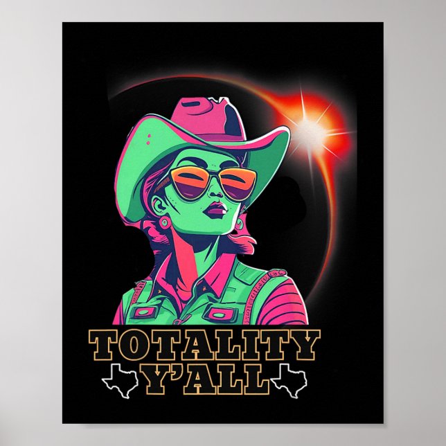 Poster Eclipse Solar 2024 Para Texas 08 24 Totalidade Y'a (Frente)