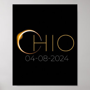 Poster Eclipse Solar 2024 State Ohio Total Eclipse Solar