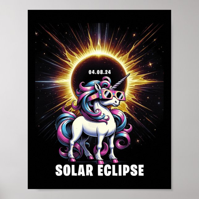 Poster Eclipse Solar 2024 Total Eclipse 8 de abril 24 uni (Frente)