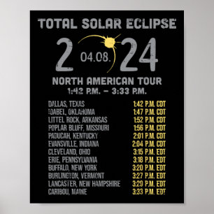 Poster Eclipse Solar 2024 Totalidade abril 8 Homens Mulhe