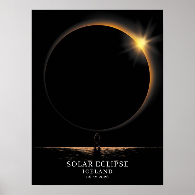 Poster Eclipse Solar 2026 Islândia Celestial (Frente)