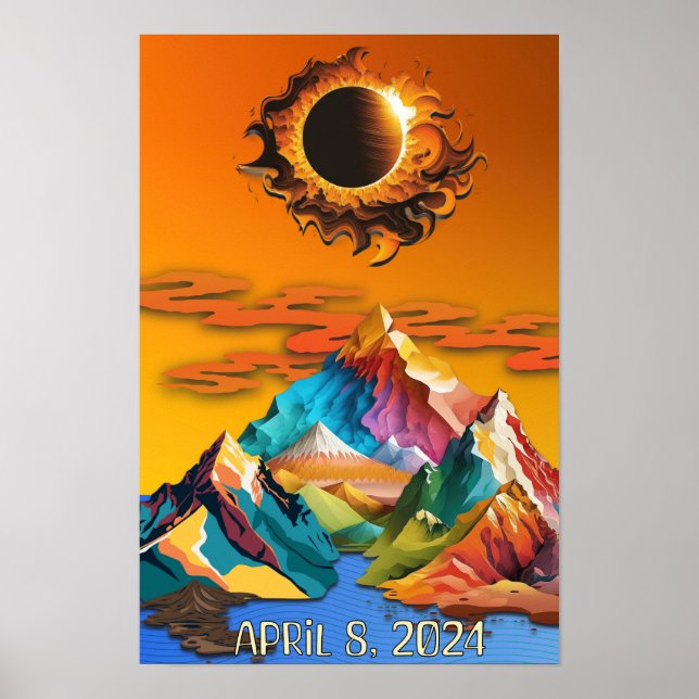 Poster Eclipse Solar 8 de abril de 2024 (Frente)