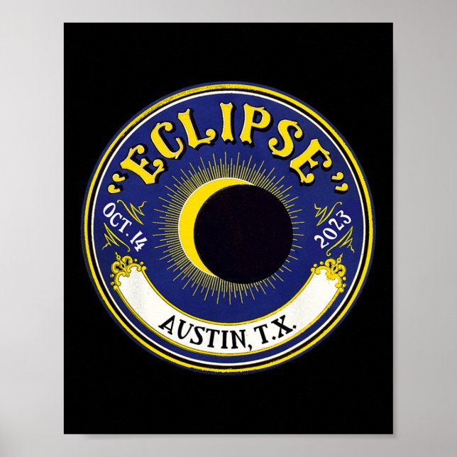 Poster Eclipse Solar Annular Austin Texas Family Viagem (Frente)