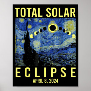 Poster Eclipse Solar Artístico 2024 Totalidade 8 de Abril