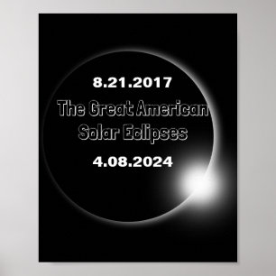 Poster Eclipse Solar de Dupla Data de 2024 & 2017