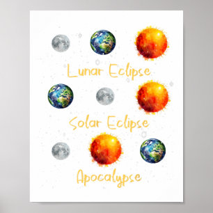 Poster Eclipse Solar Do Eclipse Lunar E Apocalypse Engraç
